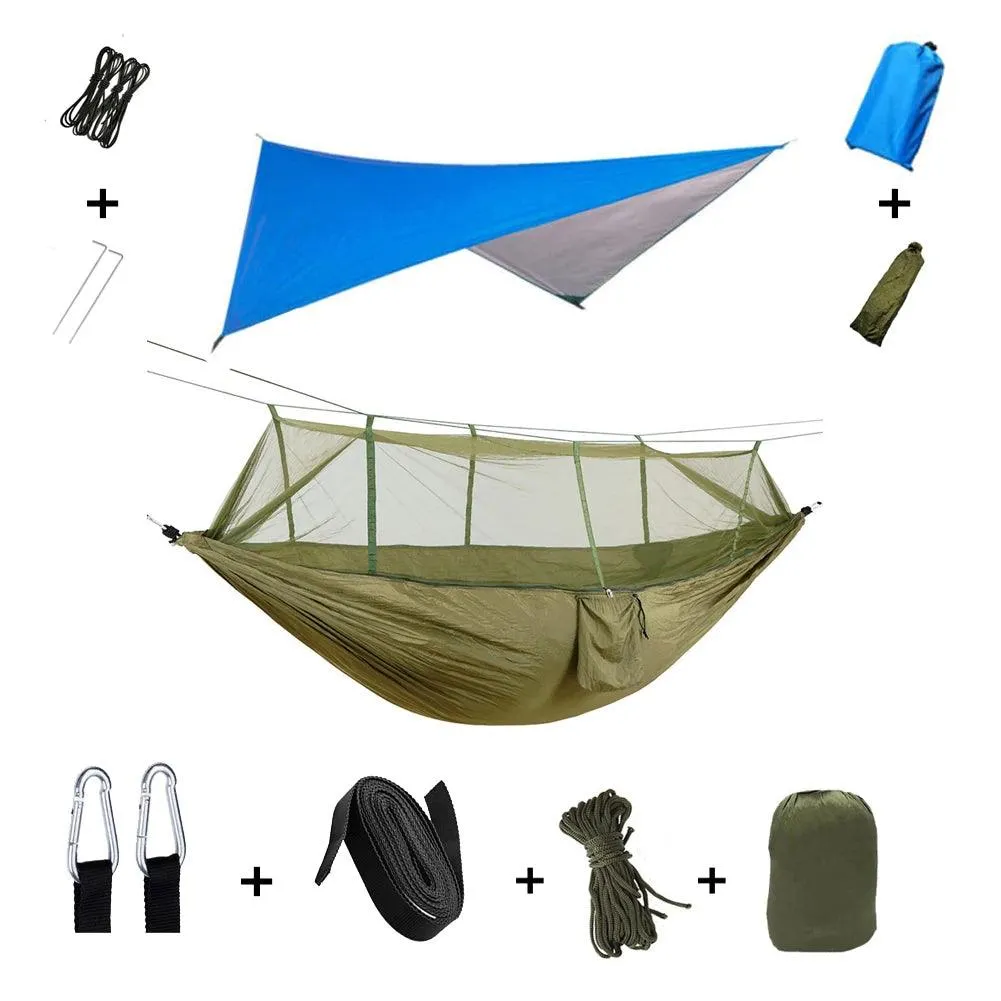 🏕️ Anti Outdoor Camping Hammock with Mosquito Net & Rain Tent | Portable Camp Bed, Survival Gear & Shelter for Two-Person Use 🏞️