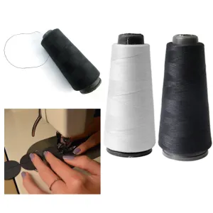 2 Spools Black White Sewing Thread 1000 Meters 3280 Feet Sew Fabric Upholstery
