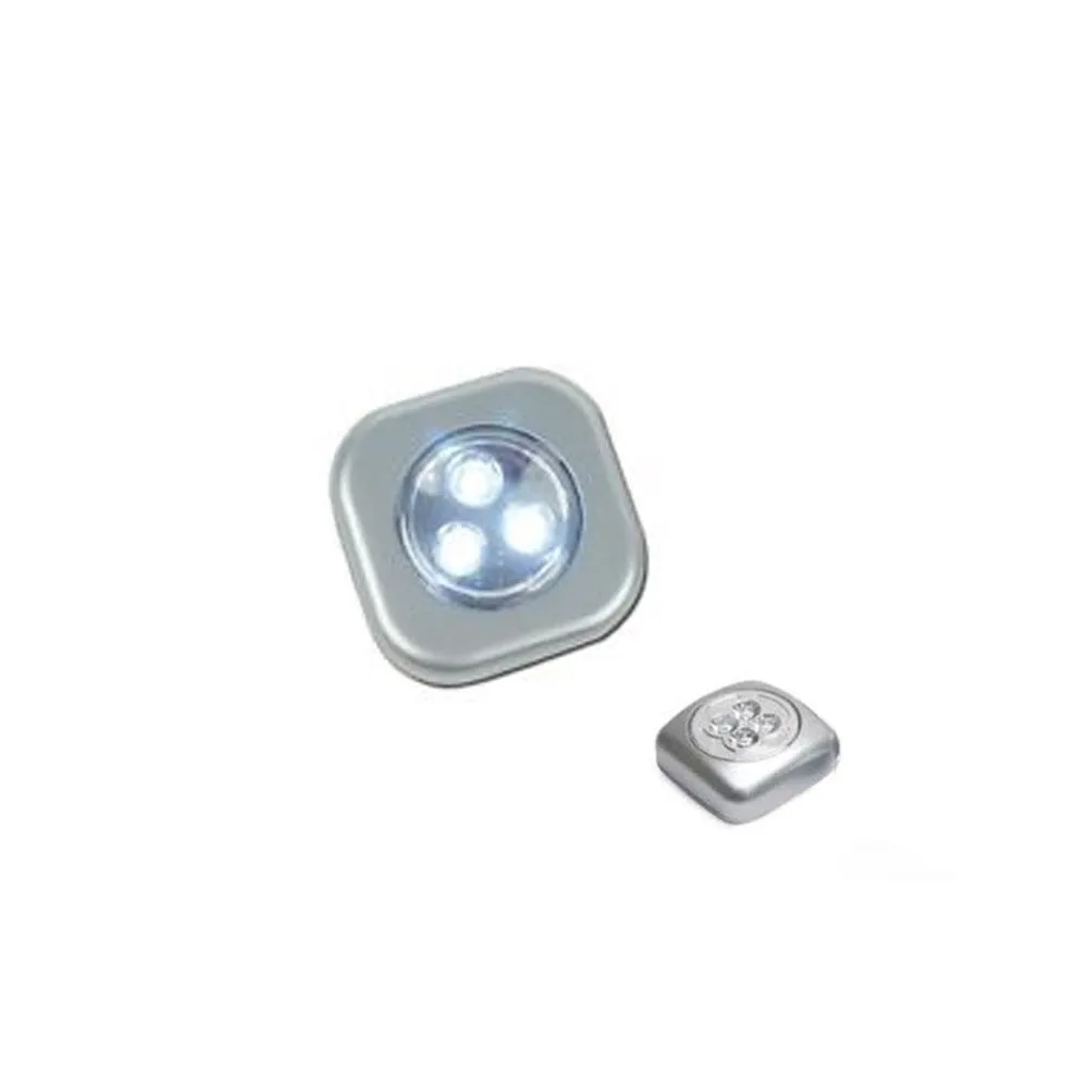 3 LED Bright White Push Touch Lights Peel Stick Long Lasting Camping Closets !