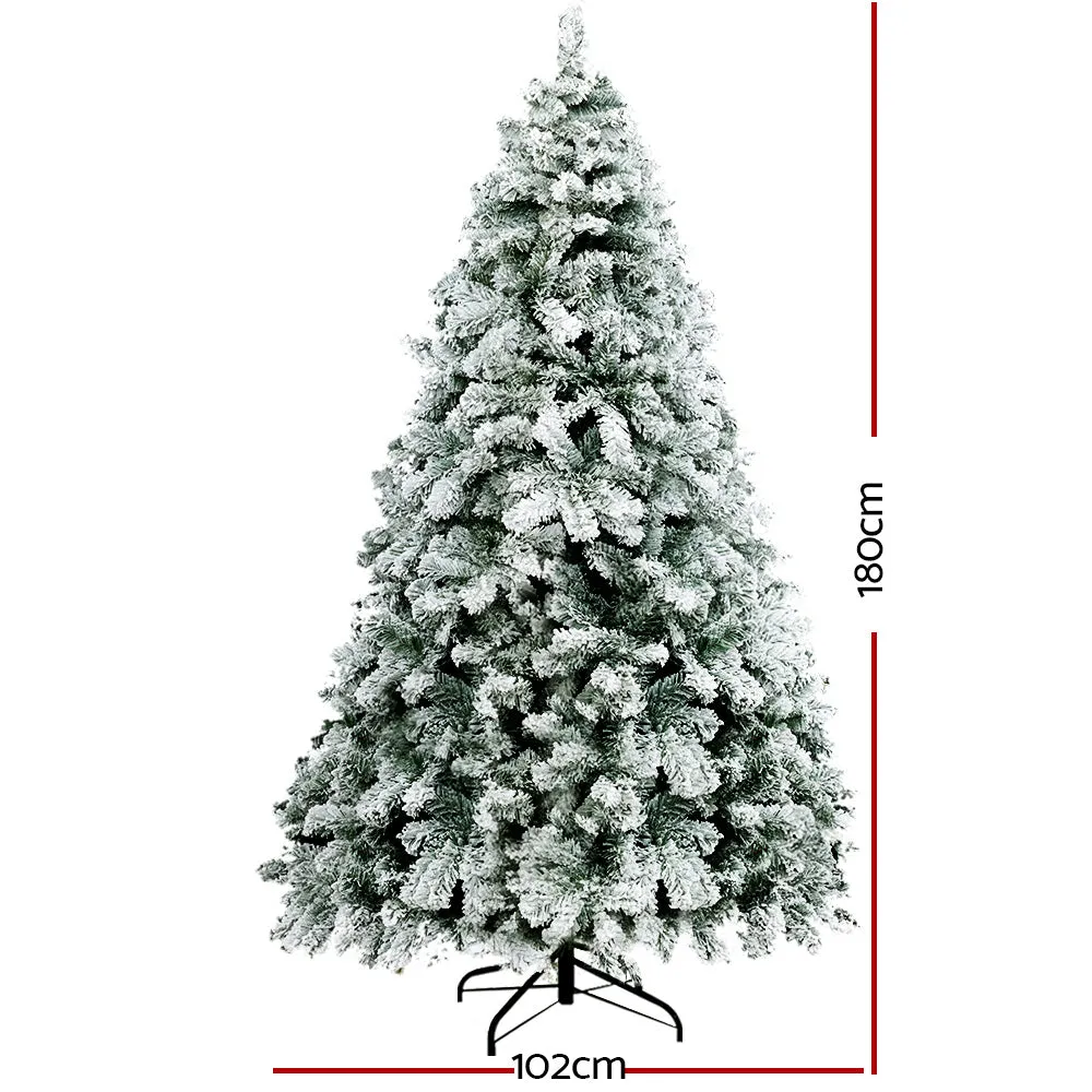 6FT Snow-Flocked PVC Christmas Tree, 520 Tips - Jingle Jollys