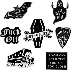 7 Packs Cute Enamel Pins Brooch for Collor Handbag Cap Knapsack Jeans Accessories Collection (Let's Hide)