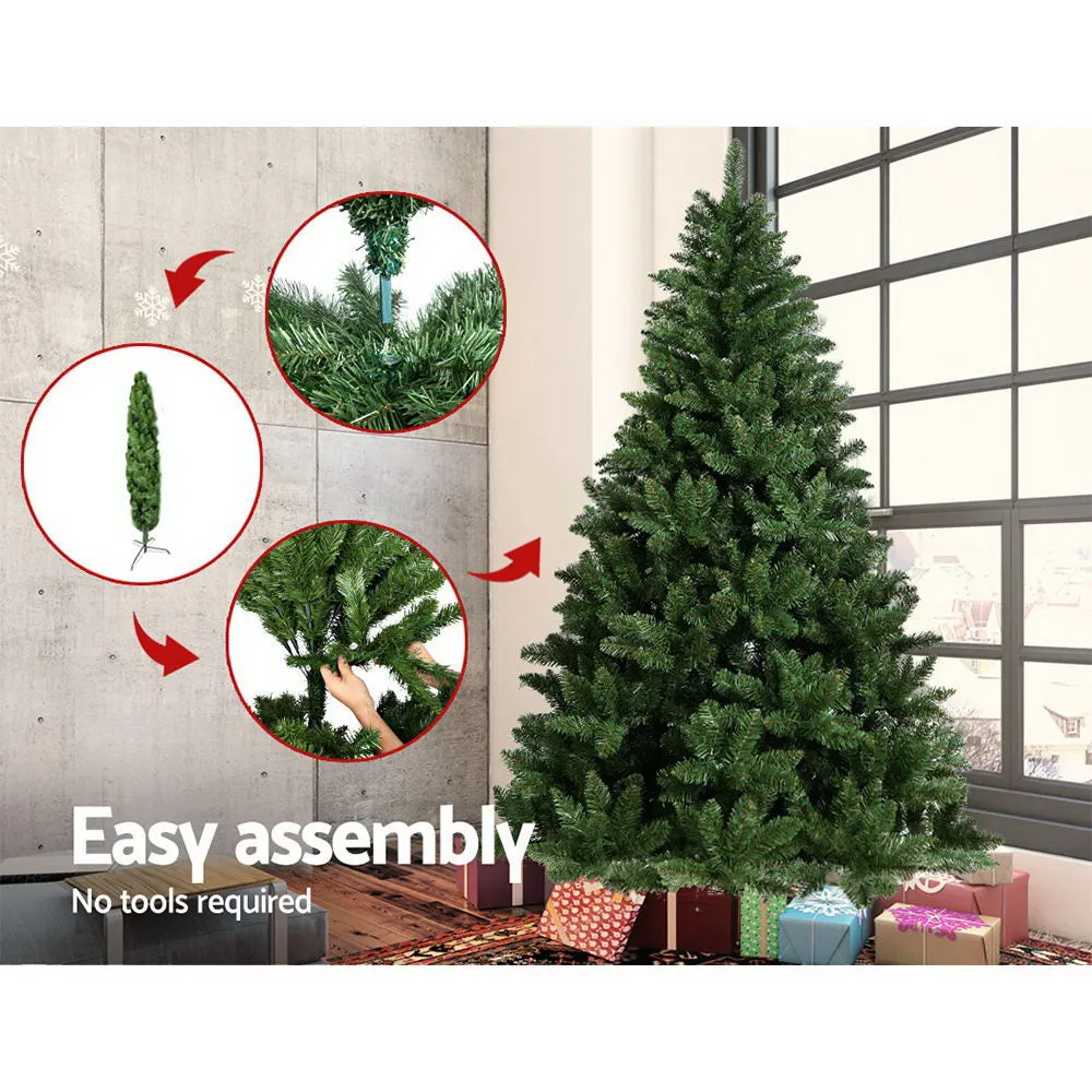 7FT Green Fir Christmas Tree, 1000 Tips, PVC, Metal Stand - Jingle Jollys