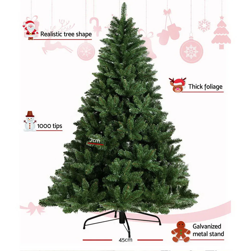 7FT Green Fir Christmas Tree, 1000 Tips, PVC, Metal Stand - Jingle Jollys