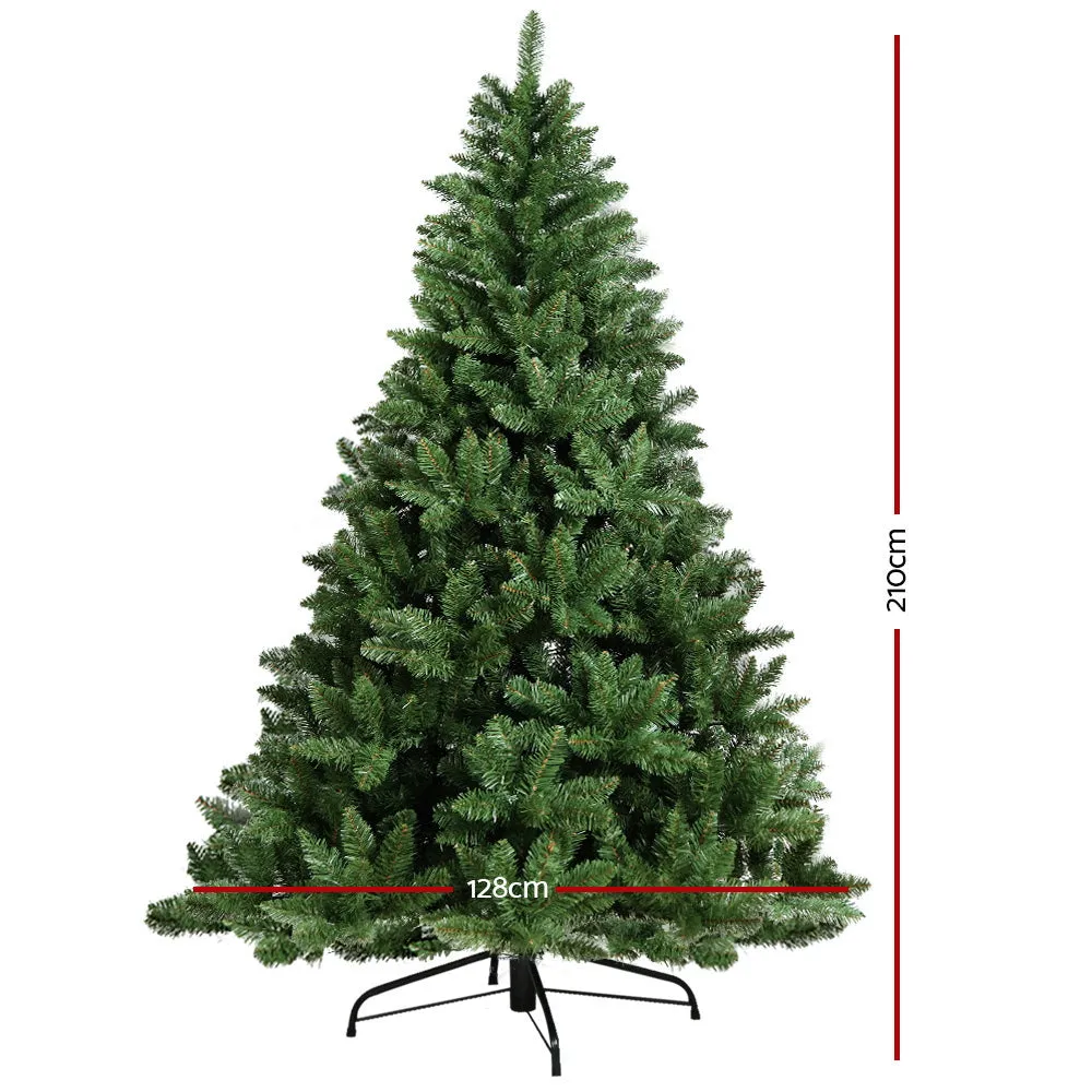 7FT Green Fir Christmas Tree, 1000 Tips, PVC, Metal Stand - Jingle Jollys