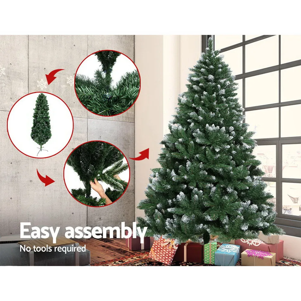 7FT Snow-Frosted PVC Christmas Tree & Metal Stand - Jingle Jollys