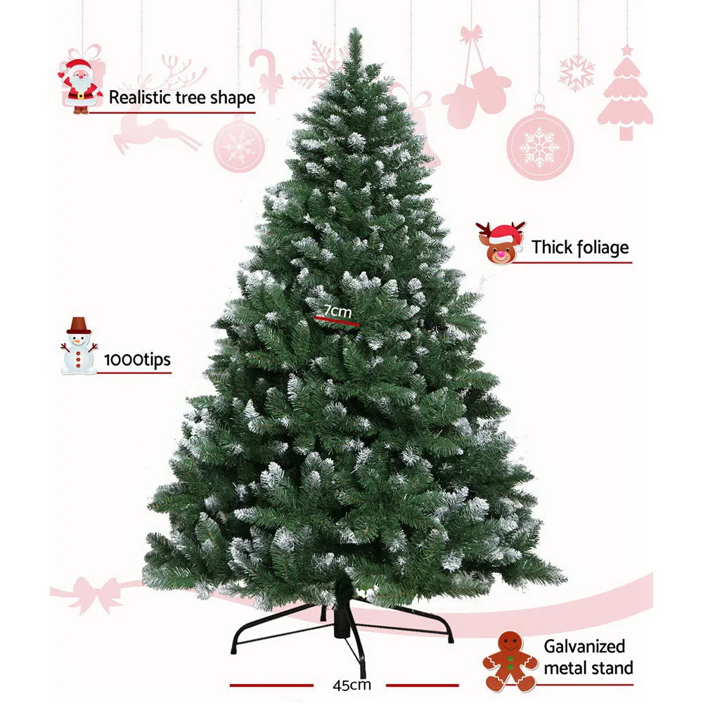 7FT Snow-Frosted PVC Christmas Tree & Metal Stand - Jingle Jollys