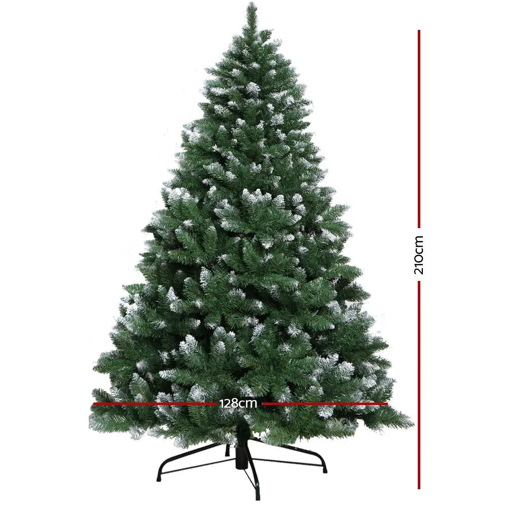 7FT Snow-Frosted PVC Christmas Tree & Metal Stand - Jingle Jollys