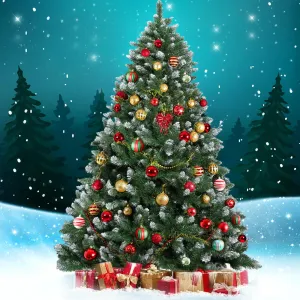 7FT Snow-Frosted PVC Christmas Tree & Metal Stand - Jingle Jollys