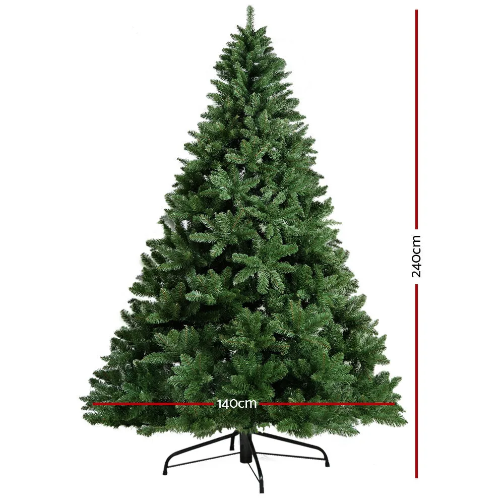 8FT Green Christmas Tree with 1400 Tips & Metal Stand - Jingle Jollys