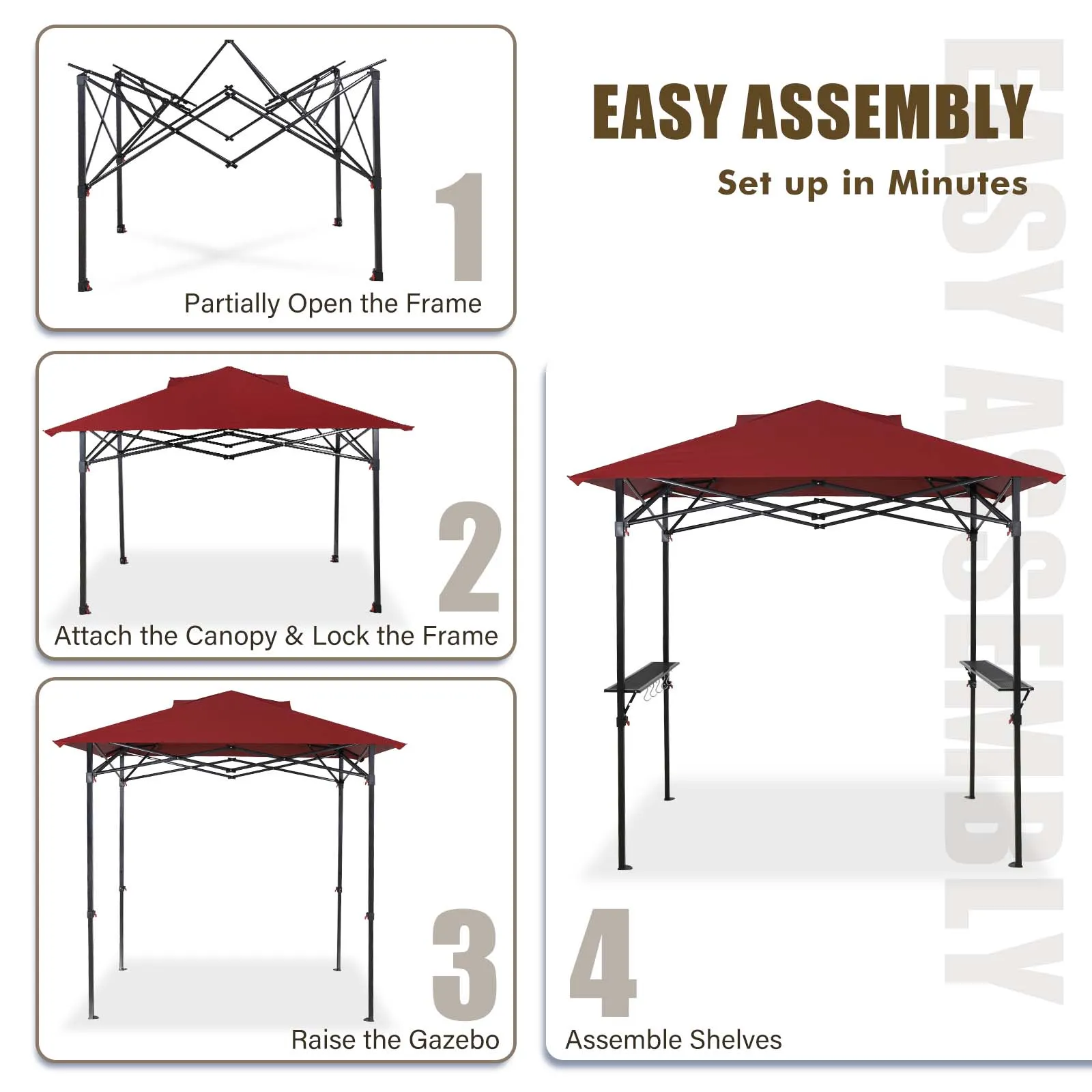 8x5 Pop up Grill Gazebo with Wheeled Bag for Barbeque