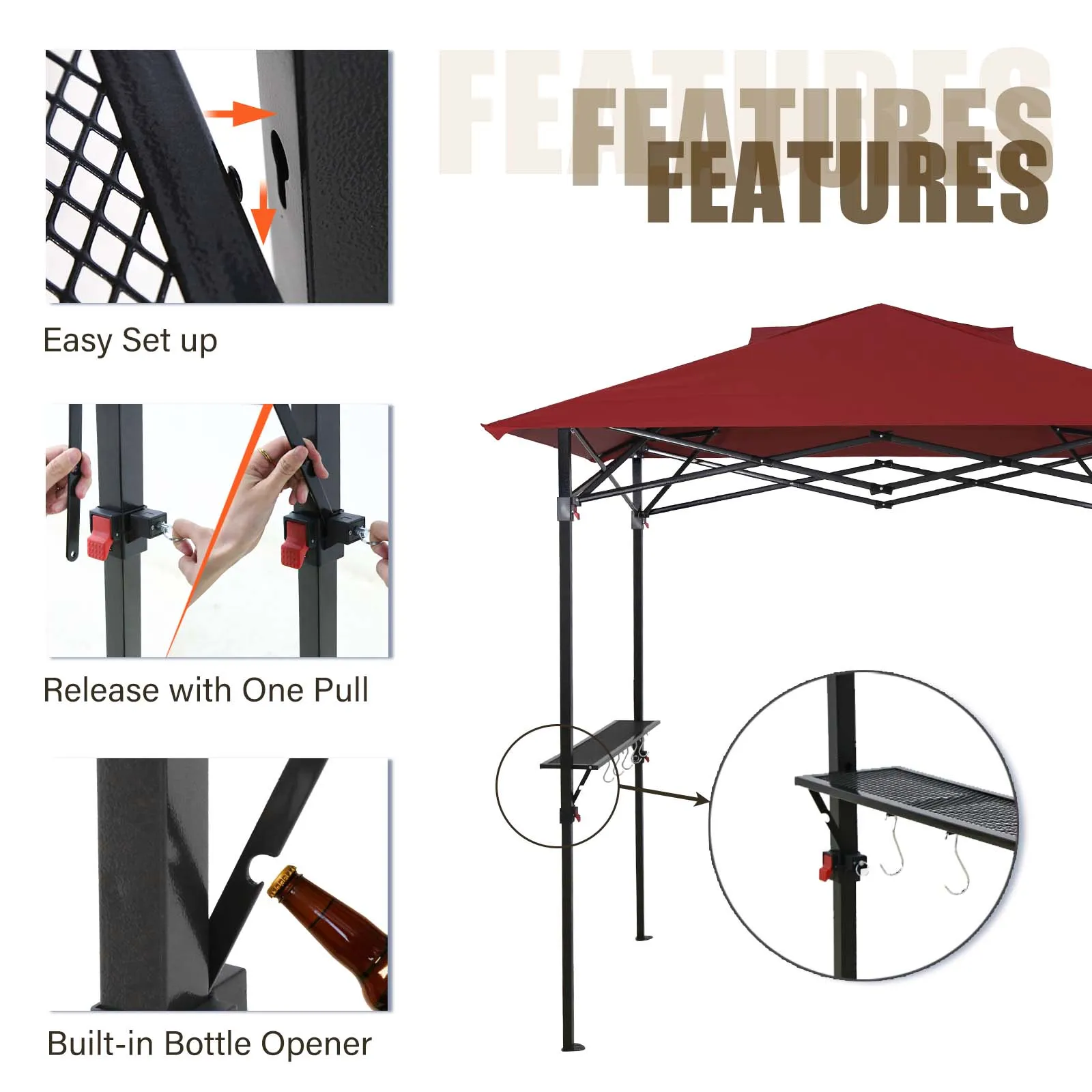 8x5 Pop up Grill Gazebo with Wheeled Bag for Barbeque