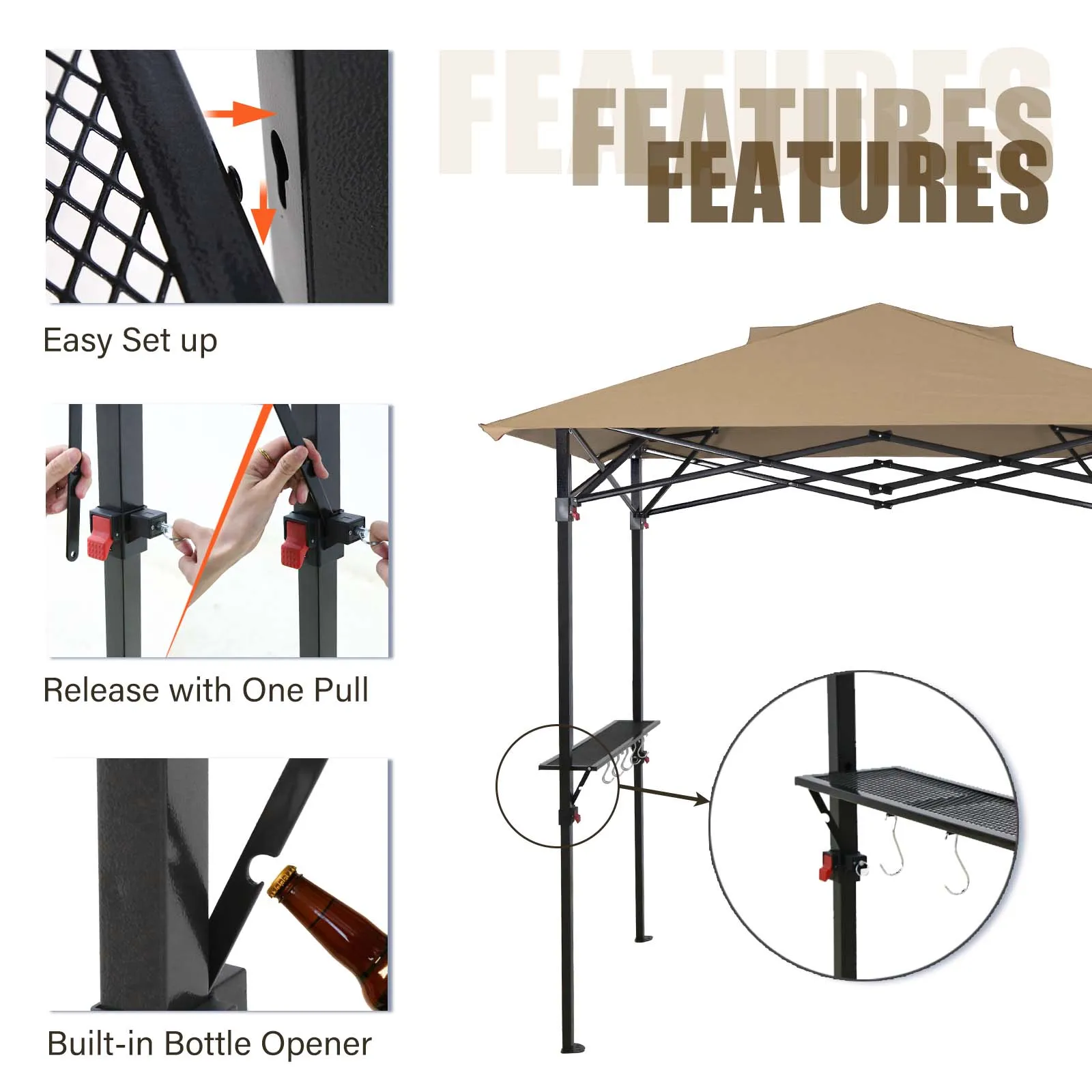 8x5 Pop up Grill Gazebo with Wheeled Bag for Barbeque