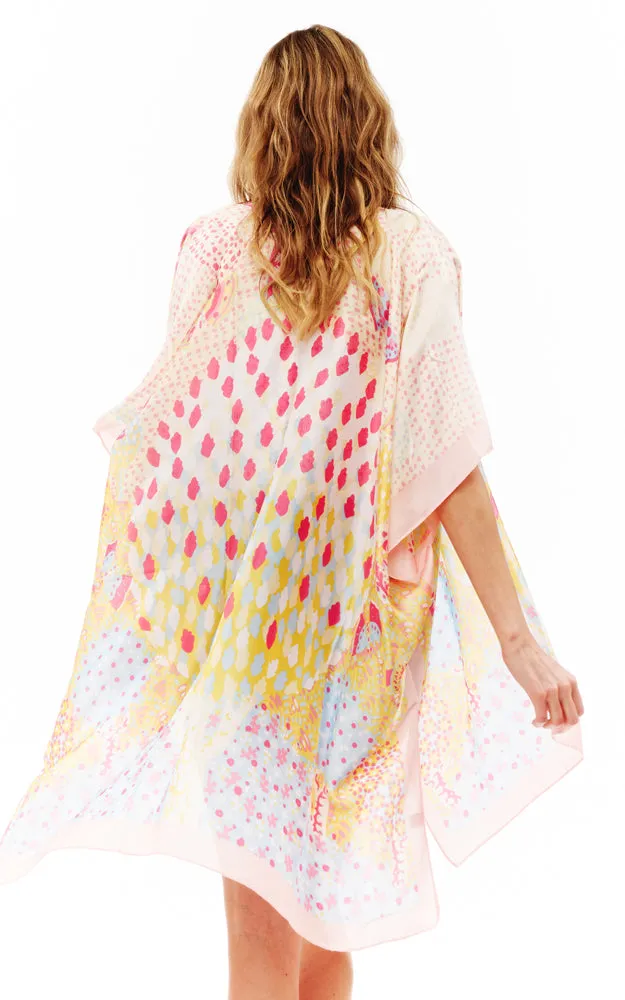 BAAP2512 Silky Multi Pattern Cover Up Kimono