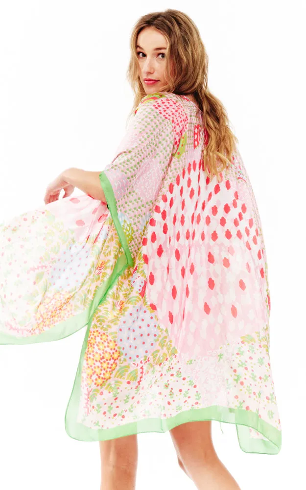 BAAP2512 Silky Multi Pattern Cover Up Kimono