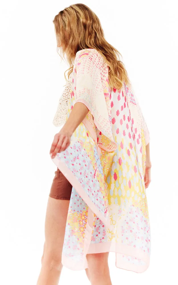 BAAP2512 Silky Multi Pattern Cover Up Kimono