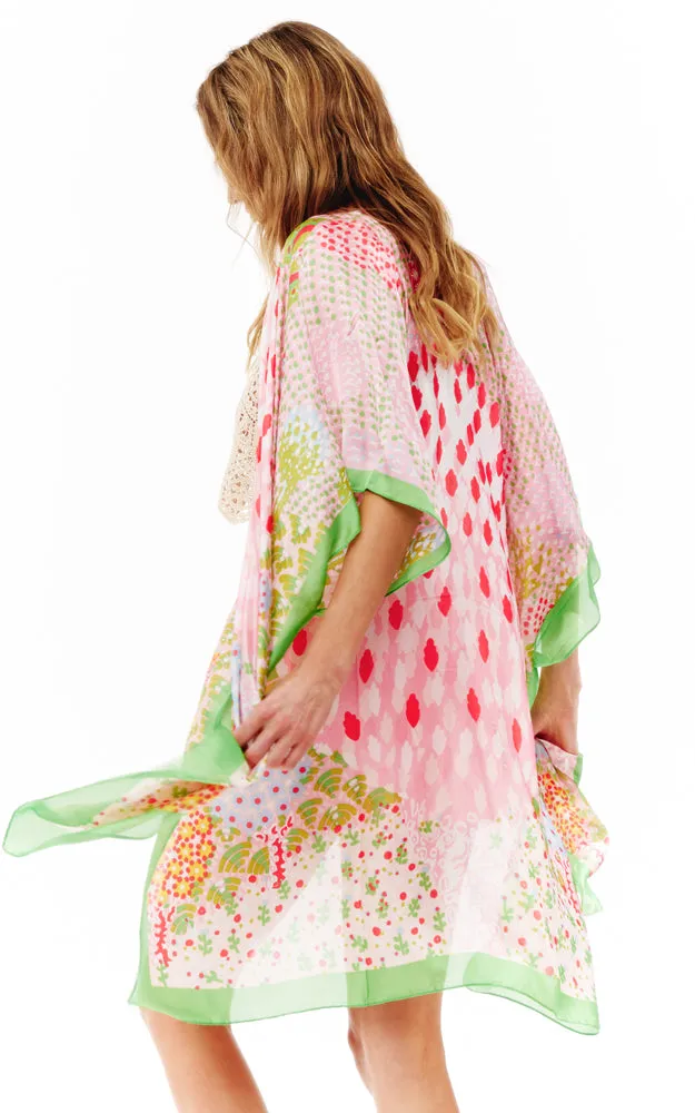 BAAP2512 Silky Multi Pattern Cover Up Kimono