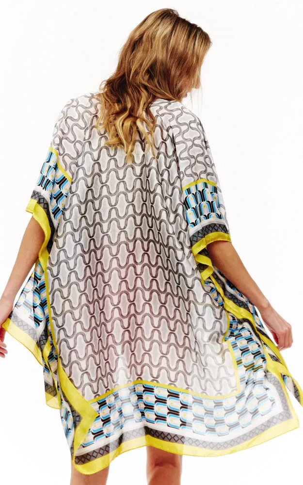 BAAP2513 Silky Multi Pattern Cover Up Kimono