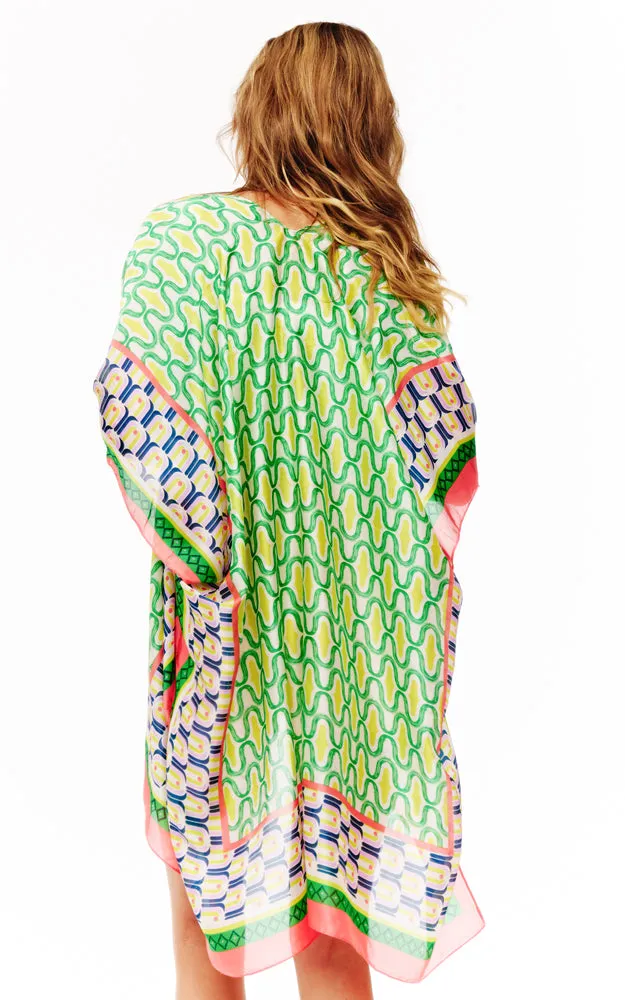 BAAP2513 Silky Multi Pattern Cover Up Kimono