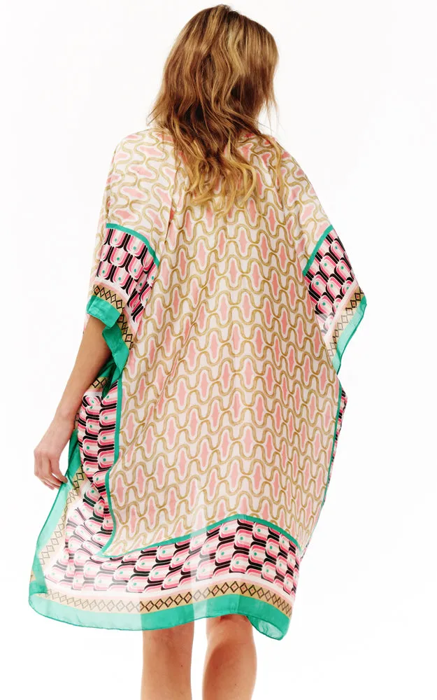 BAAP2513 Silky Multi Pattern Cover Up Kimono