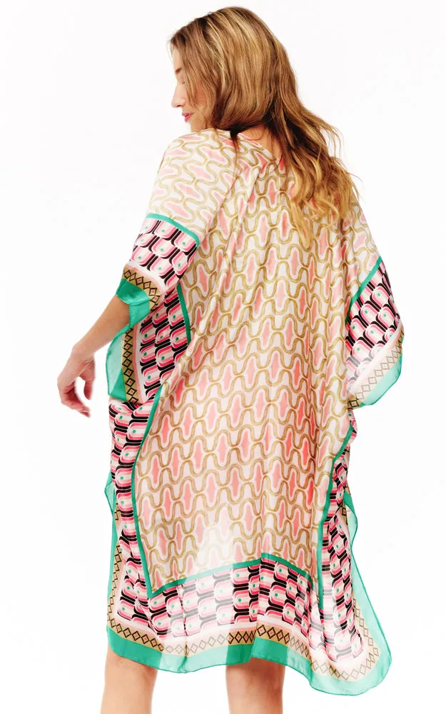 BAAP2513 Silky Multi Pattern Cover Up Kimono