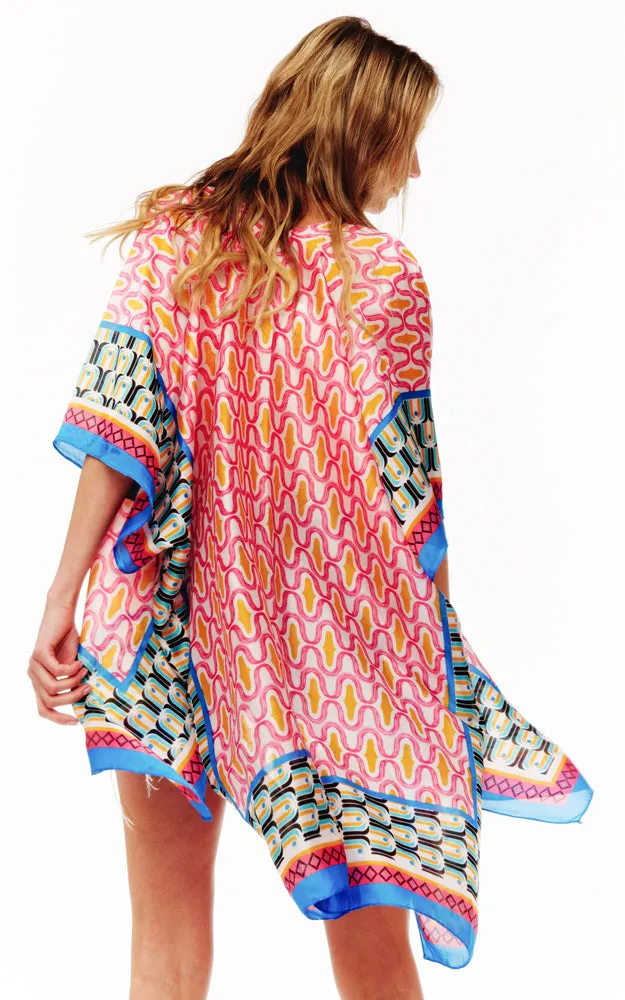 BAAP2513 Silky Multi Pattern Cover Up Kimono