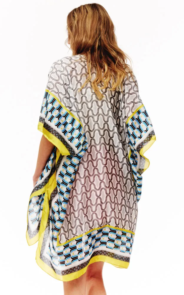 BAAP2513 Silky Multi Pattern Cover Up Kimono