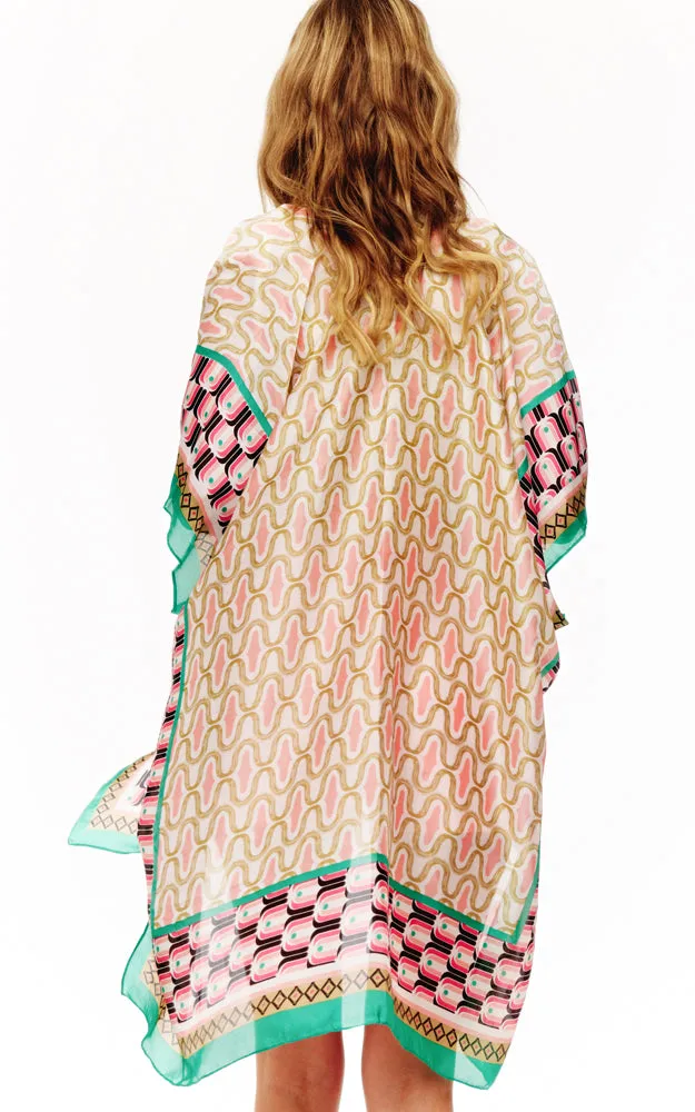 BAAP2513 Silky Multi Pattern Cover Up Kimono