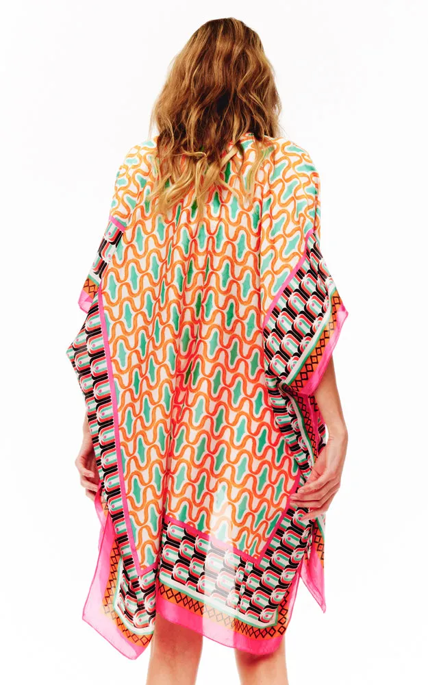 BAAP2513 Silky Multi Pattern Cover Up Kimono