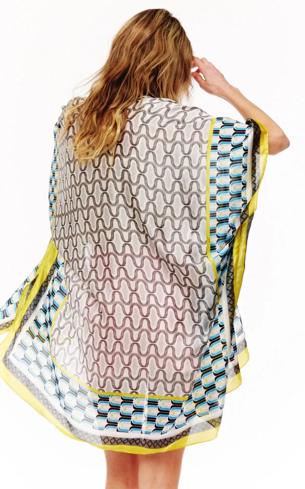 BAAP2513 Silky Multi Pattern Cover Up Kimono