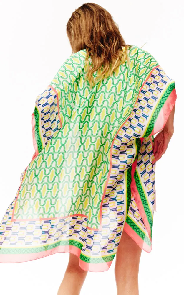 BAAP2513 Silky Multi Pattern Cover Up Kimono