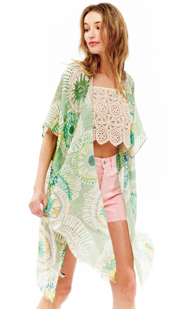 BAAP2526 Multi Pattern Cover Up Kimono