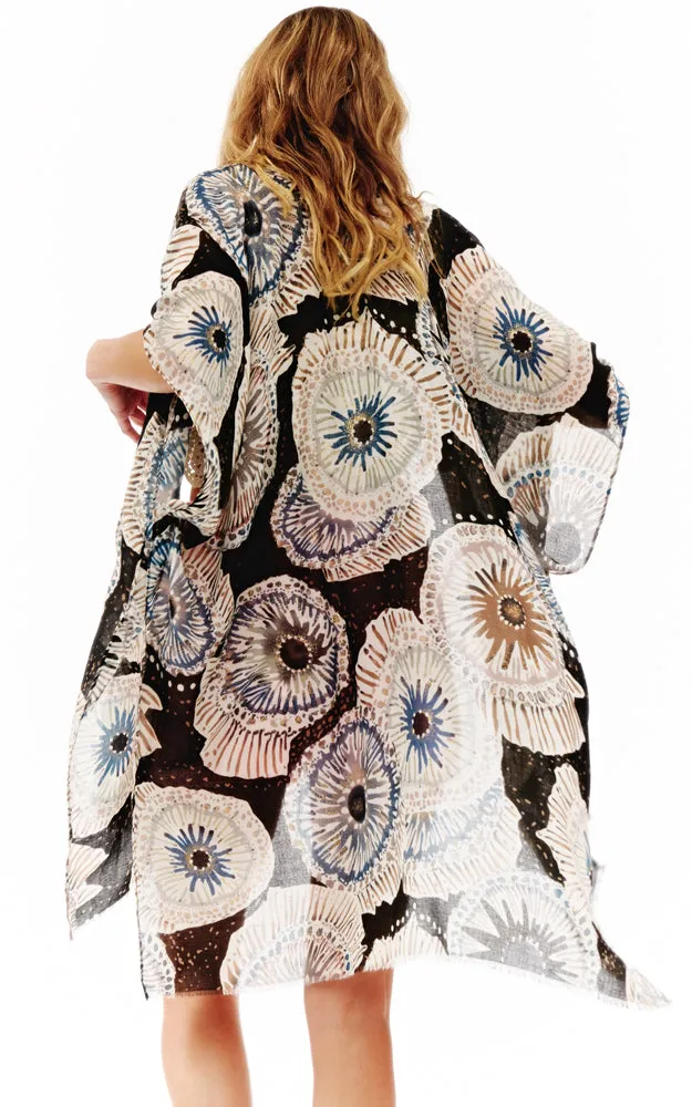 BAAP2526 Multi Pattern Cover Up Kimono