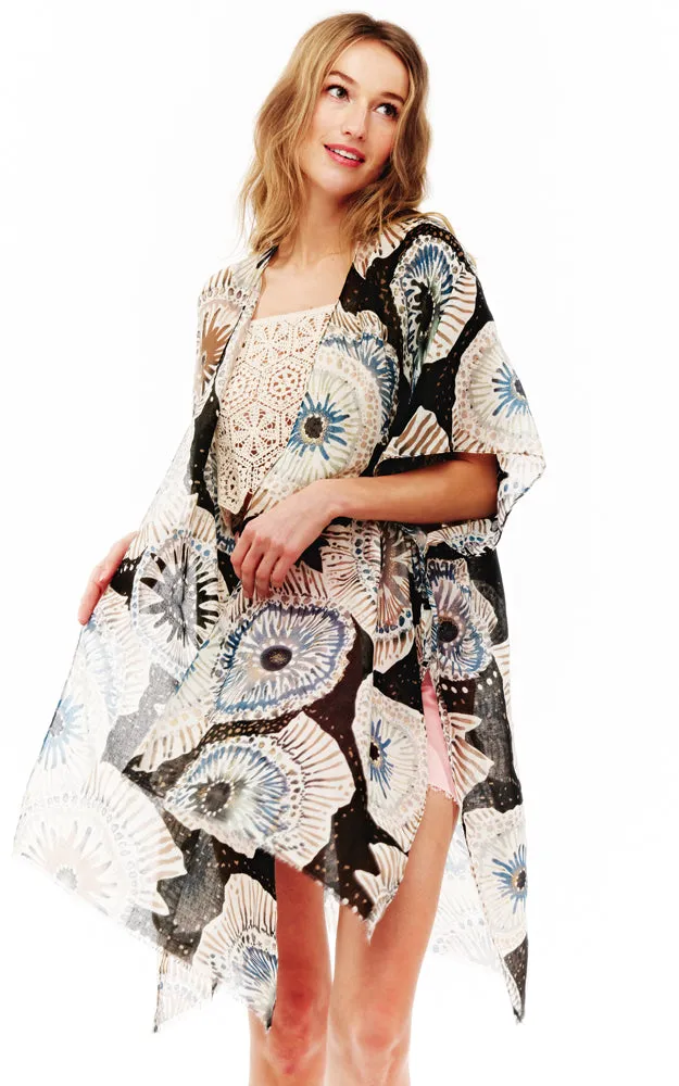 BAAP2526 Multi Pattern Cover Up Kimono