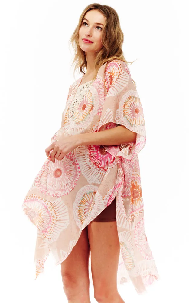 BAAP2526 Multi Pattern Cover Up Kimono