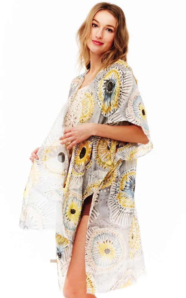 BAAP2526 Multi Pattern Cover Up Kimono