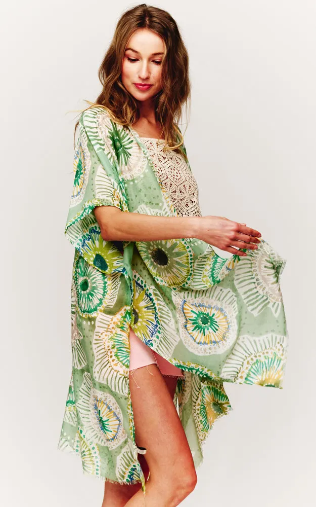 BAAP2526 Multi Pattern Cover Up Kimono