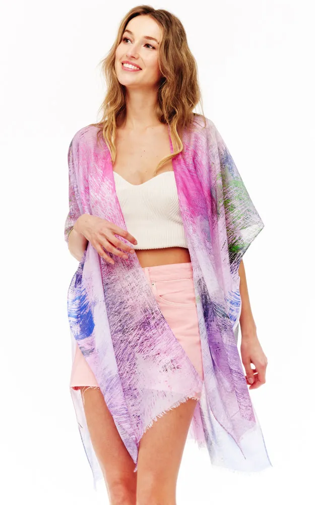 BAAP2527 Multi Pattern Cover Up Kimono