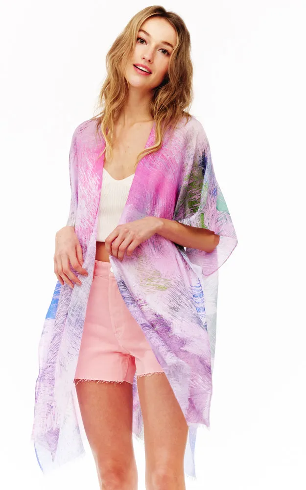 BAAP2527 Multi Pattern Cover Up Kimono