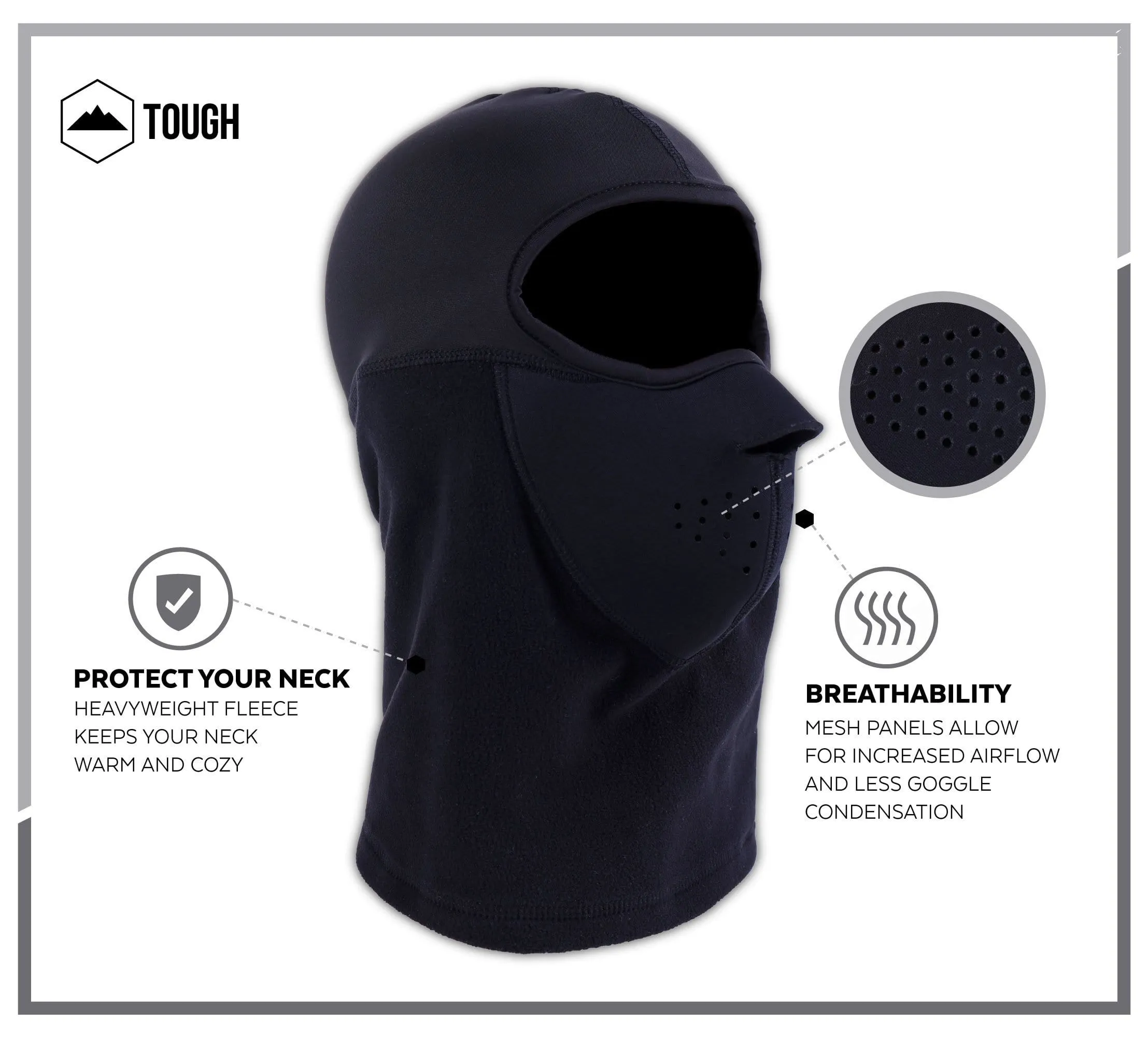 Balaclava Ski Mask - Cold Weather Face Mask for Men & Women - Windproof Hood Snow Gear for Skiing, Snowboarding, Motorcycle Riding & Winter Sports. Fits Under Helmets