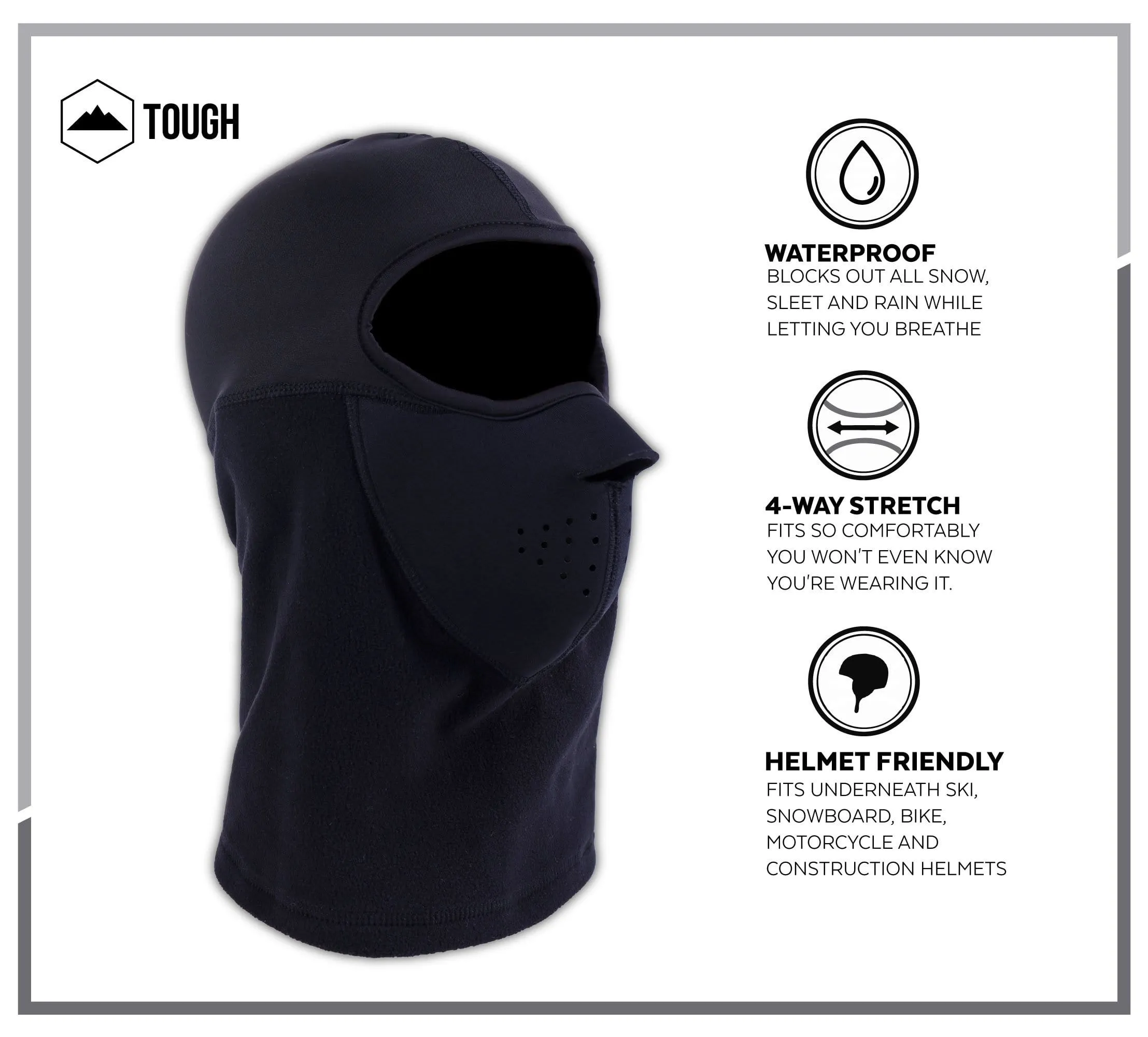 Balaclava Ski Mask - Cold Weather Face Mask for Men & Women - Windproof Hood Snow Gear for Skiing, Snowboarding, Motorcycle Riding & Winter Sports. Fits Under Helmets