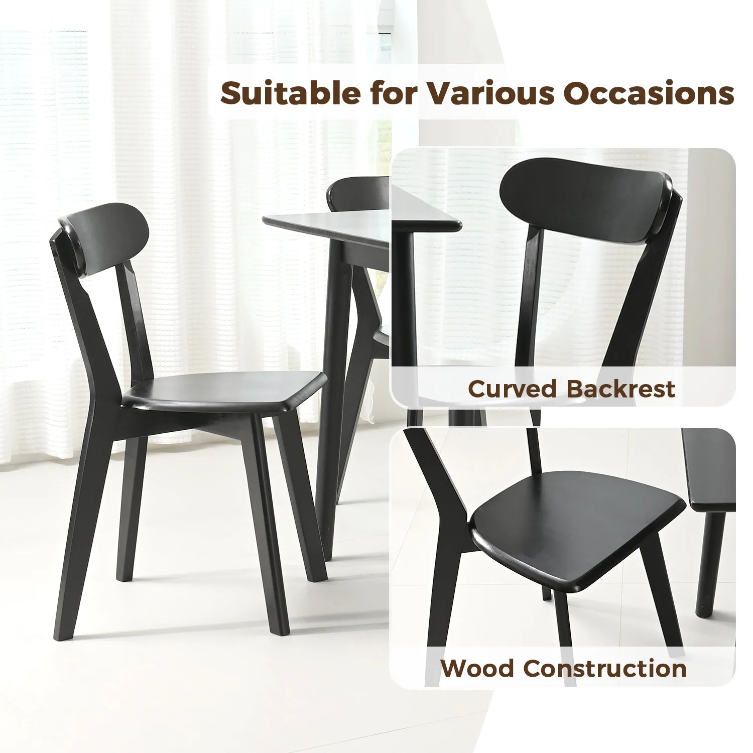 DELAVIN Soild Wood Dining Chairs Set
