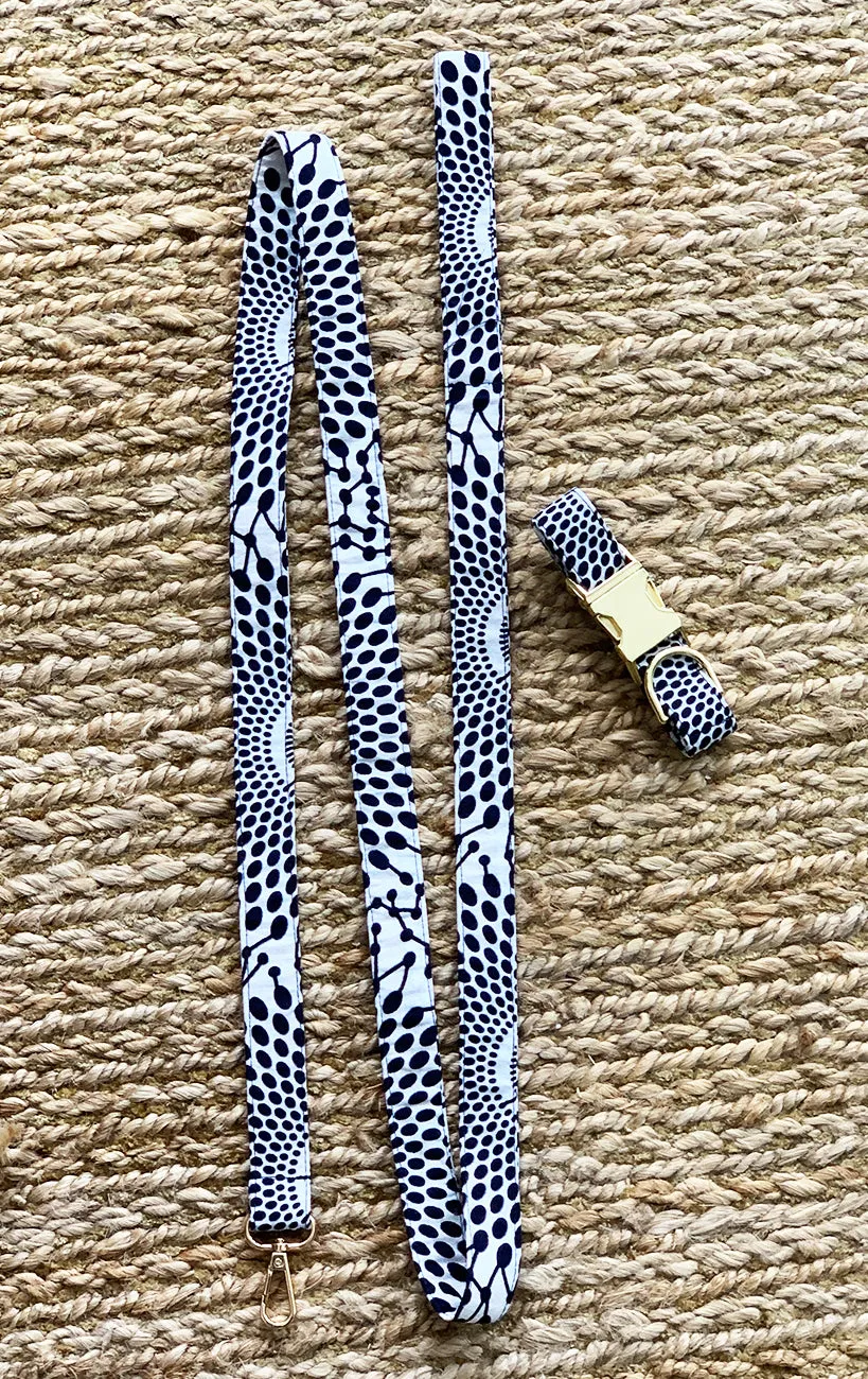 Doggy Matching Leash - Navy Sun Dots