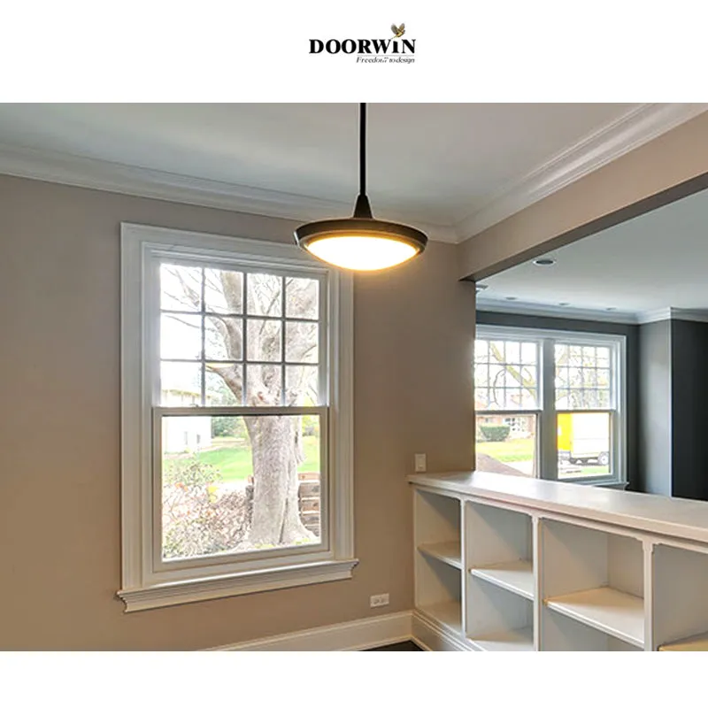 Doorwin 2021Double Hung Vertical Sliding with grills design White Thermal Break Aluminum Windows