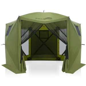 EAGLE PEAK 12x12 ft Portable Quick Pop Up Canopy Tent with 3 Wall Panels, Green/Beige