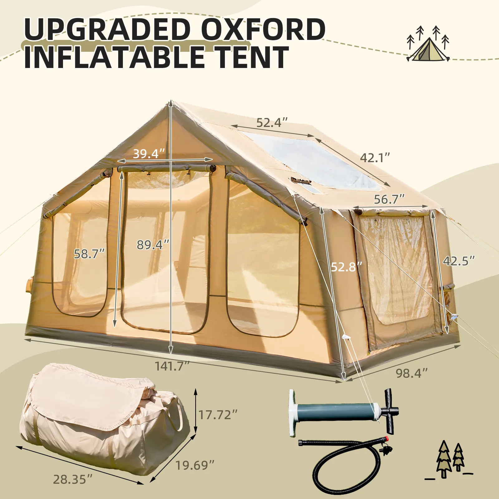 EROMMY 7-9 Person Large 4 season Tent with Stove Jack – 11.8X8.2