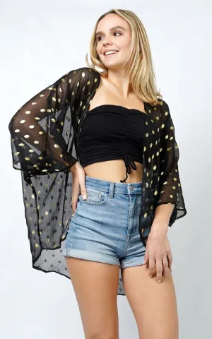 EVT10992 DOT FOIL PRINT SHEER KIMONO