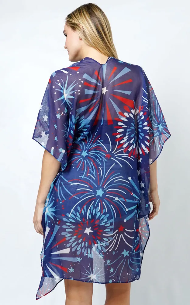 EVT5106 AMERICANA FIREWORK PRINT KIMONO