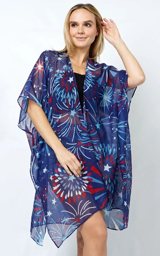 EVT5106 AMERICANA FIREWORK PRINT KIMONO