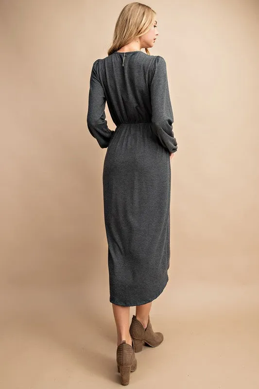FSL Apparel Charcoal Long Sleeve Dress