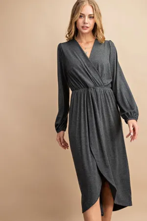 FSL Apparel Charcoal Long Sleeve Dress